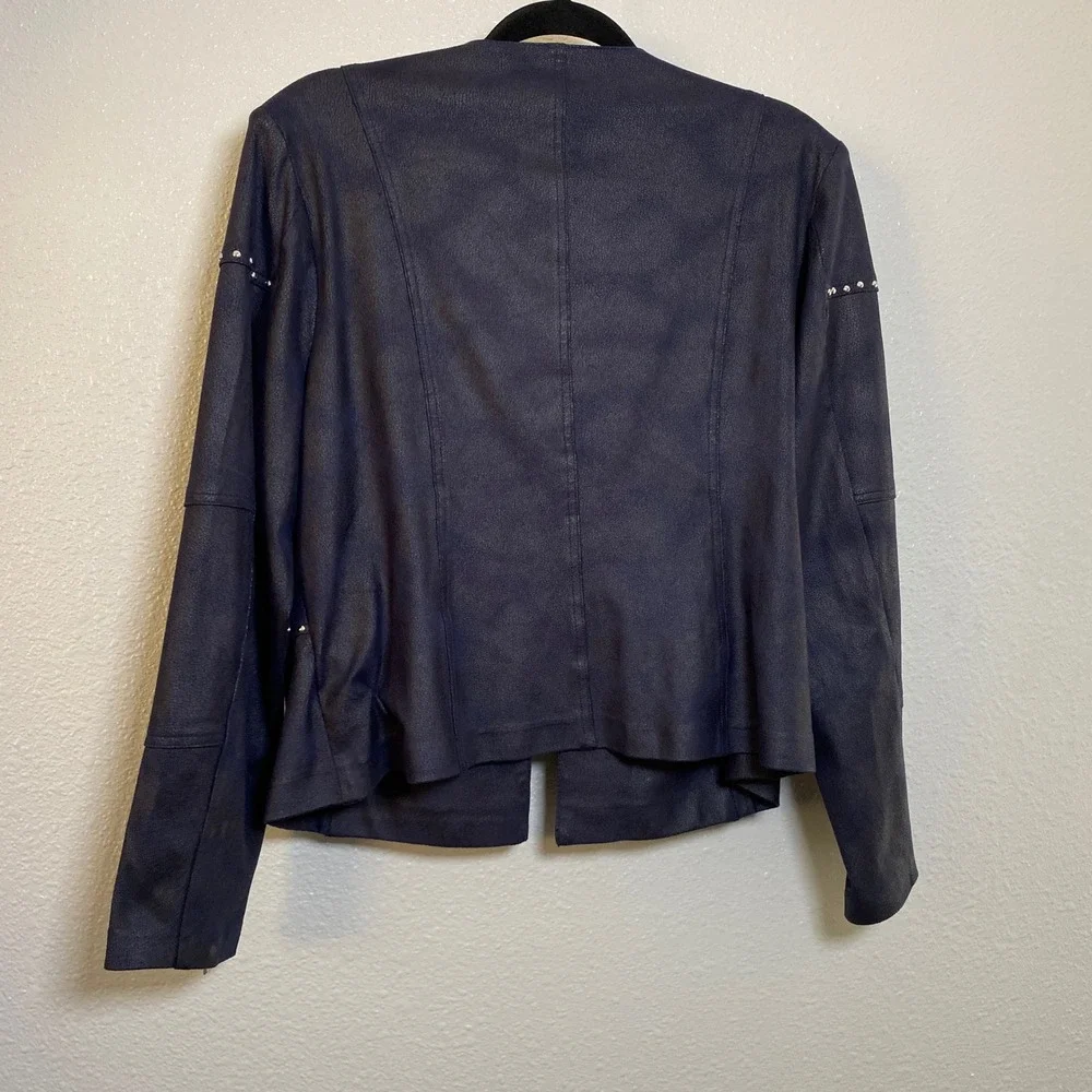 Insight Vegan Suede Grunge Punk Concert Studded Zip Faux Leather Jacket L Retro‎